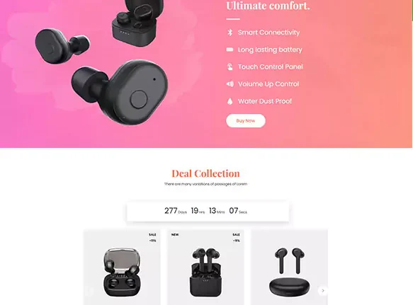 A website design for earphones.
