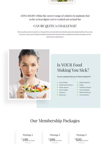 A website design for a health and wellness website.