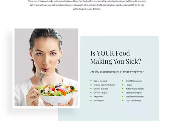 A website design for a health and wellness website.