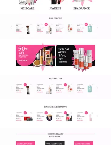 A website design for a beauty store.