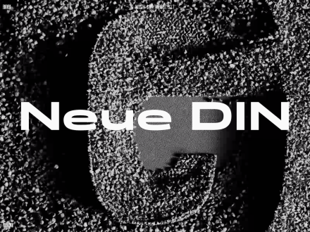 A black and white image of the word neue din.