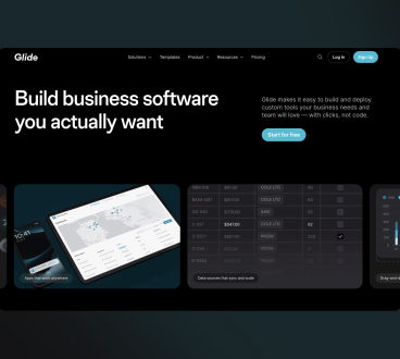 A website with the words build business software you actually want.